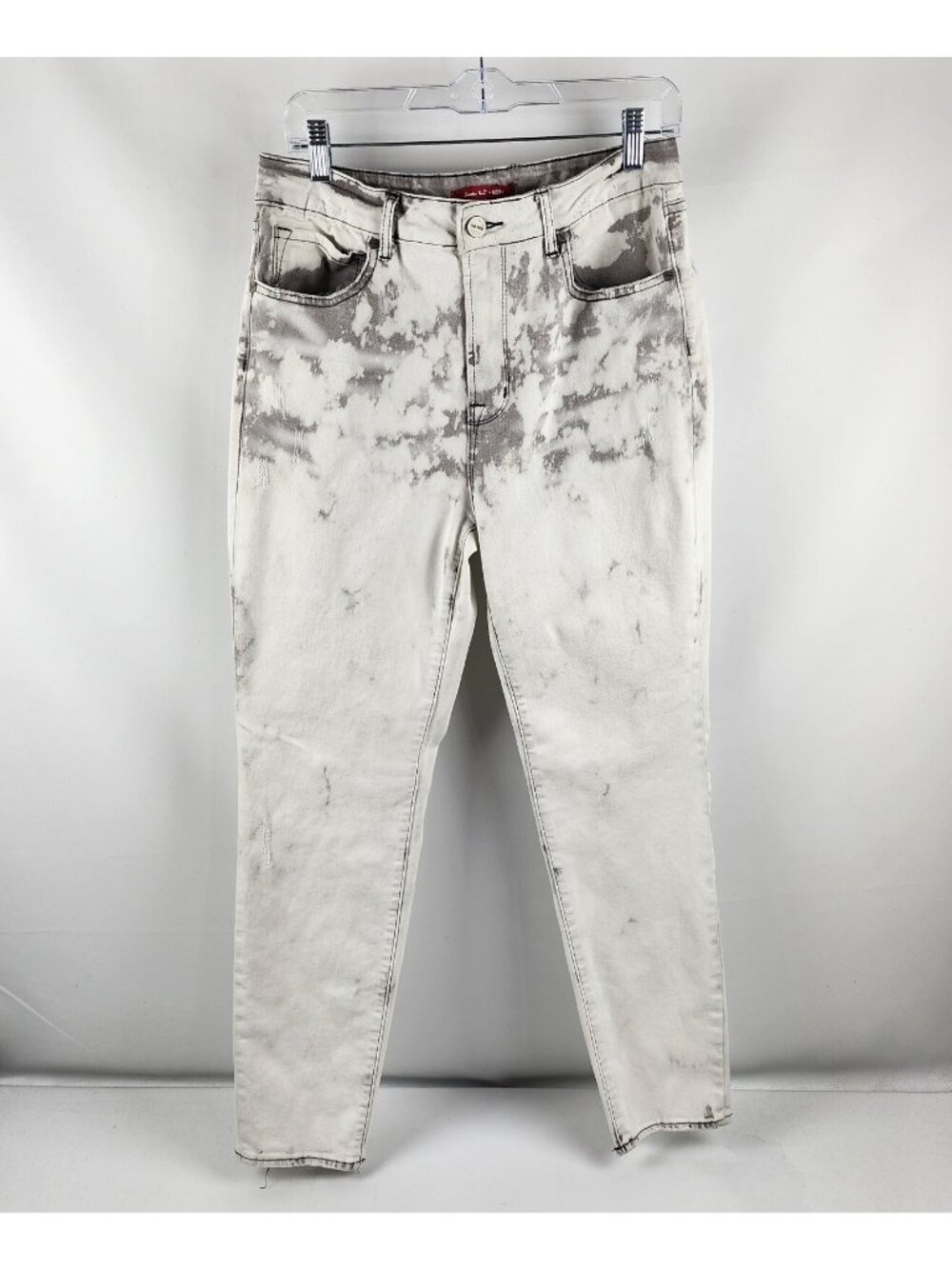 Smoke Rise Red Jeans Womens 31x29 Gray White Skinny Leg Paint Splatter Denim